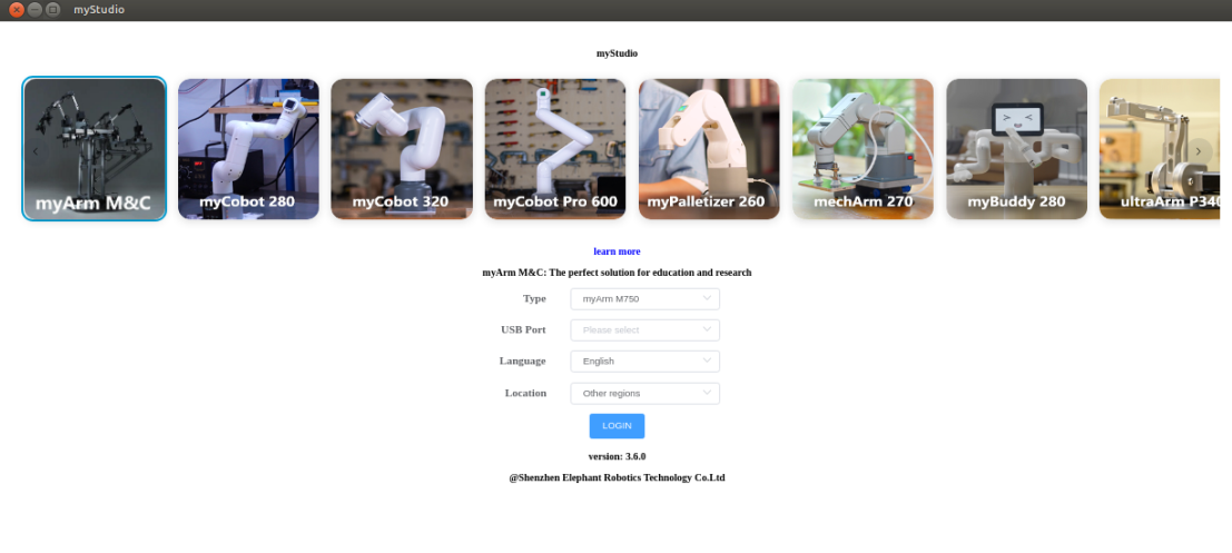 myStudio หน้าแรก เลือกรุ่นหุ่นยนต์ที่ต้องการ flash firmware