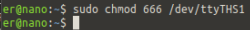 ผลของ sudo chmod 666 /dev/ttyTHS1 ไม่มี output ใดๆ ขึ้น เพียง prompt กลับมา