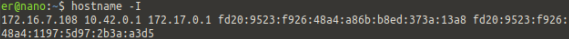 ผลของ hostname -I แสดง IP address หลายค่า IPv4 และ IPv6